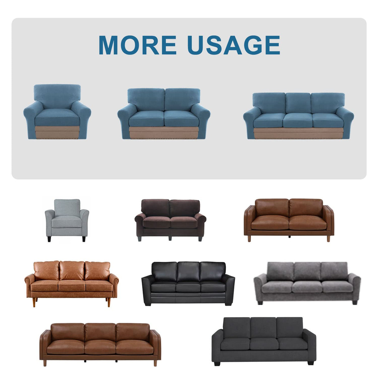 PrimeBeau 2024 New Trend Multi-Pieces Sofa Covers Stretch Couch Covers Form Fitted Seats and Back Cushions Covers (3 Seat Covers Plus 3 Back Cusion Covers, Bonus 2 Armrest Covers)