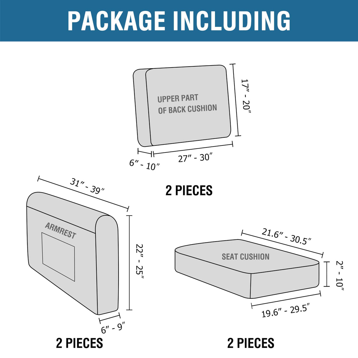 PrimeBeau 2024 New Trend Multi-Pieces Sofa Covers Stretch Couch Covers Form Fitted Seats and Back Cushions Covers (2 Seat Covers Plus 2 Back Cusion Covers, Bonus 2 Armrest Covers)