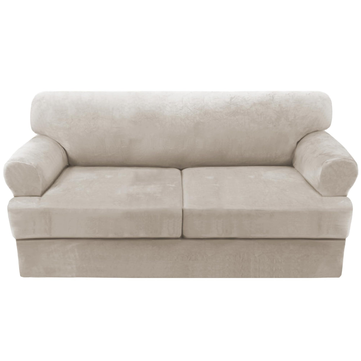 PrimeBeau Sofa Cover 3 Pieces T Cushion Loveseat Slipcovers Thick Velvet Couch Cover Furniture Protector Stretch T Cushion Sofa Covers for 2 Cushion Couch with 2 T Cushion Covers Washable