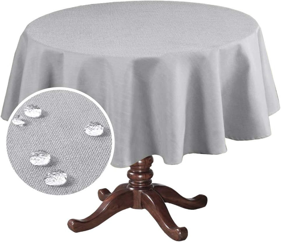 H.Versailtex Linen Textured Table Cloths Premium Solid Tablecloth Spill-Proof Waterproof Table Cover