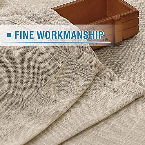 PrimeBeau Natural Linen Blended Grommet Curtains 2 Panel Sets