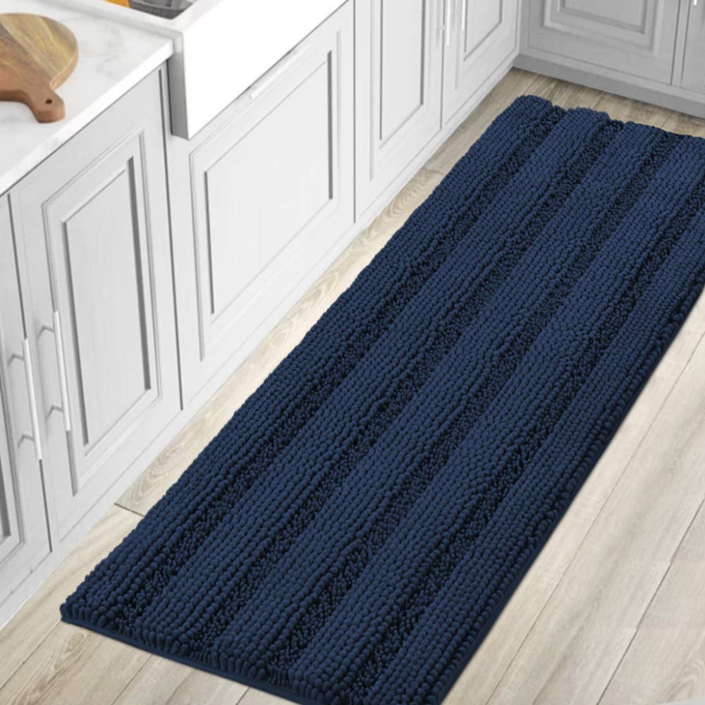 PrimeBeau Luxury Chenille Striped Bath Mats Set | Ultra Thick & Absorbent Non Slip Rugs 59“ x 20"