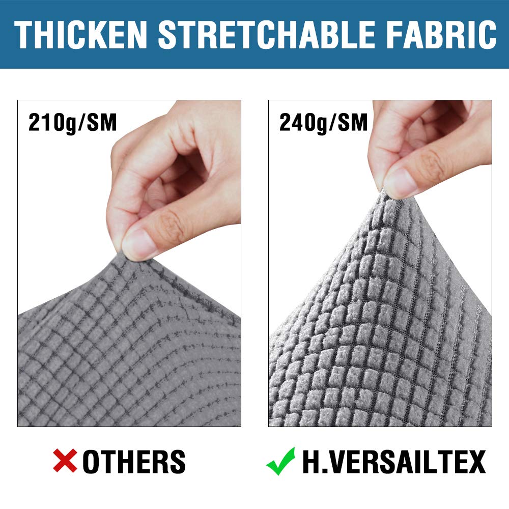 H.VERSAILTEX 3 Piece Stretch Sofa Covers for 2 Cushion Sofa Couch Covers for Living Room Furniture Cover (Base Cover Plus 2 Seat Cushion Covers) Thicker Jacquard Fabric(Large Sofa, Dove)