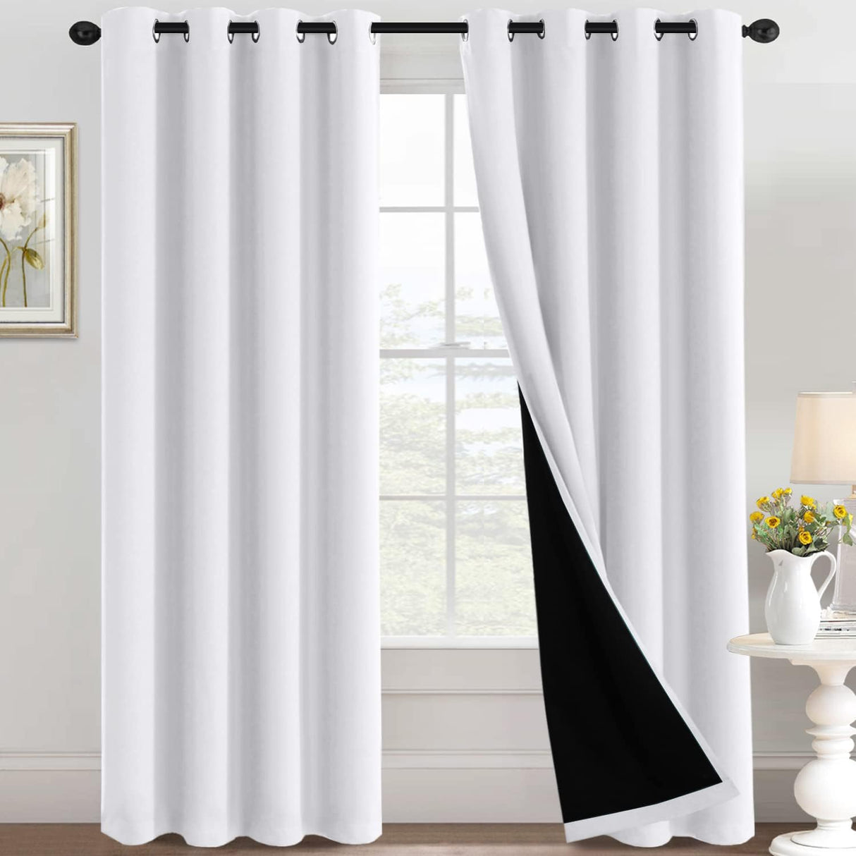 H.Versailtex Blackout Curtains for Bedroom with Black Liner 1 Panel