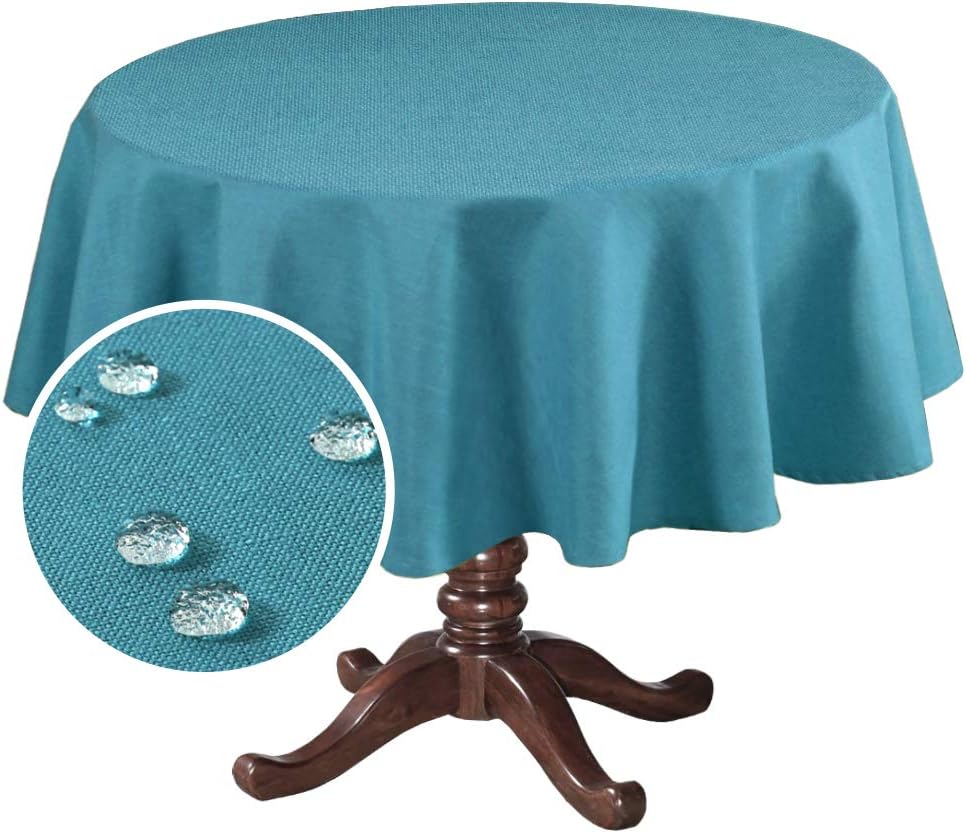 H.Versailtex Linen Textured Table Cloths Premium Solid Tablecloth Spill-Proof Waterproof Table Cover