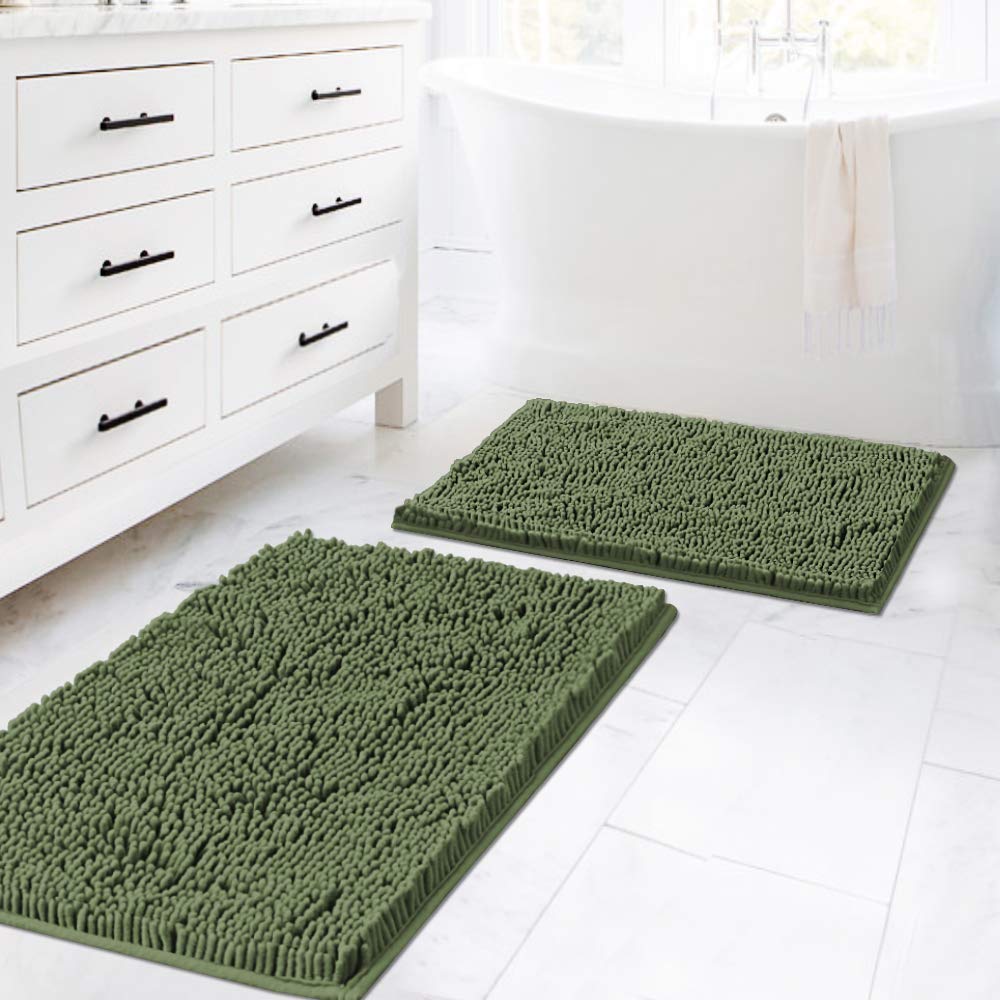 PrimeBeau Bath Mats Non Slip, Soft Shaggy Microfiber, Absorbent, Machine-Washable Rugs(2Pieces)
