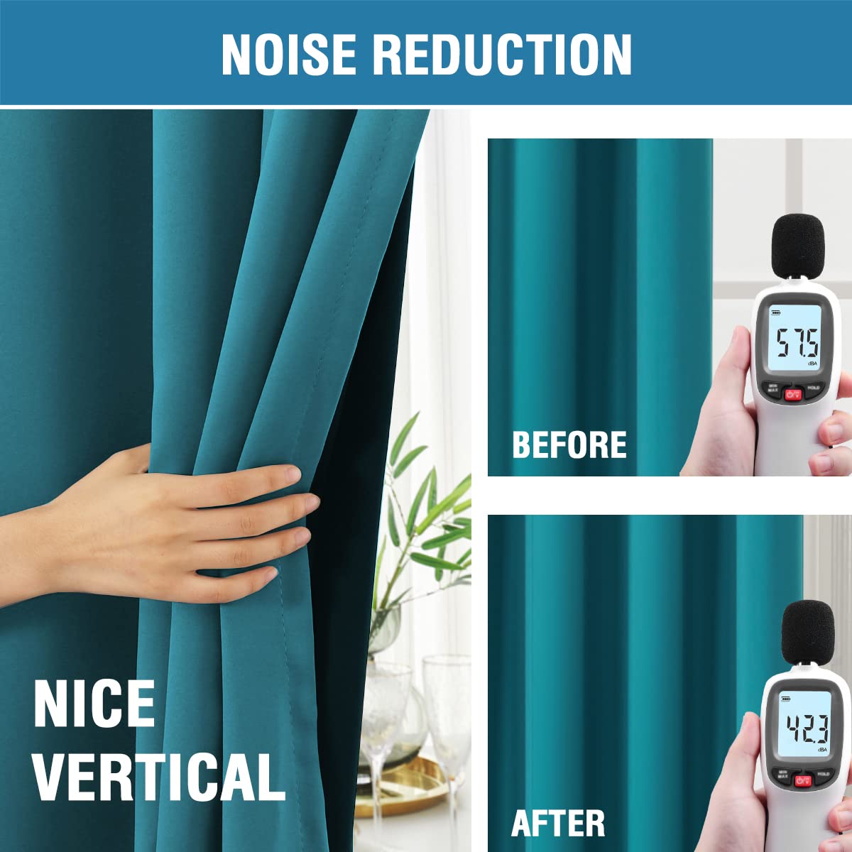 PrimeBeau 100% Blackout Curtains with Black Liner Back Tab/Rod Pocket,2 Panels (42 Series)