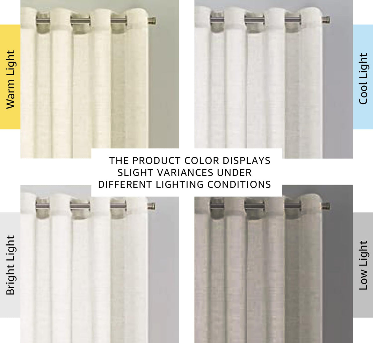 PrimeBeau Faux Linen Grommet Sheer Curtains - Set of 2 Panels 52 Series Long