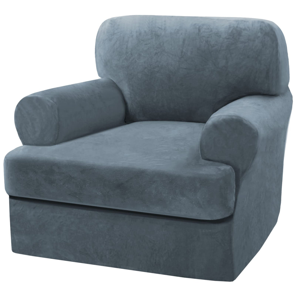 PrimeBeau 2 Piece Armchair Slipcovers Thick Velvet Couch Cover Furniture Protector Stretch Sofa Covers for 1 Cushion Couch with 1 Individual T Cushion Covers Washable