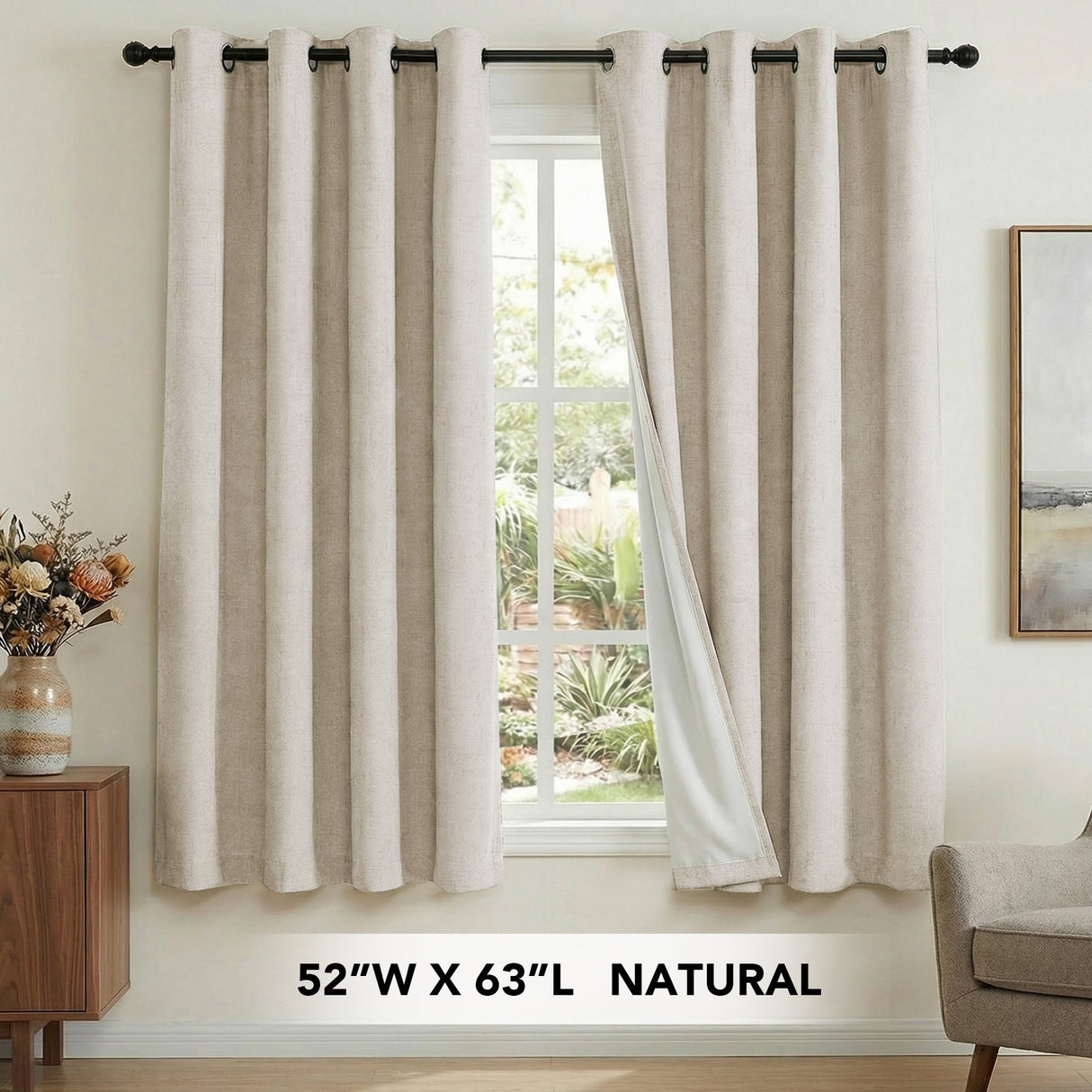 H.Versailtex Premium 100% Blackout Curtains Thermal Insulated White Liner Grommet Top Sold by 2 Panel