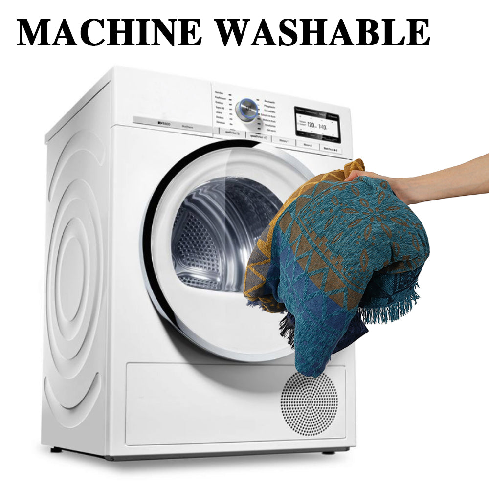 Premier Bohemian Cotton Sofa Cover Washable Throw Cover in Hippie-inspired Chenille Jacquard Fabric (71'' x 118'')