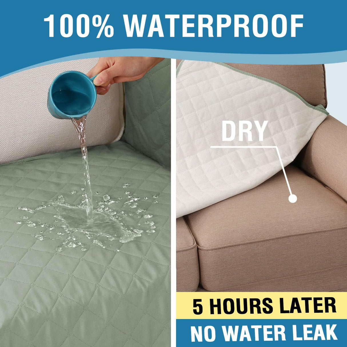 PrimeBeau 2 Piece L Shaped Couch Covers for Sectional Sofa Couch Cover with Chaise Lounge 100% Waterproof Furniture Covers for Pets