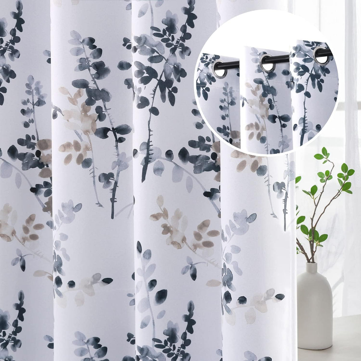 H.Versailtex 2 Panels Vintage Classical Floral Printing Room Darkening Thermal Curtains