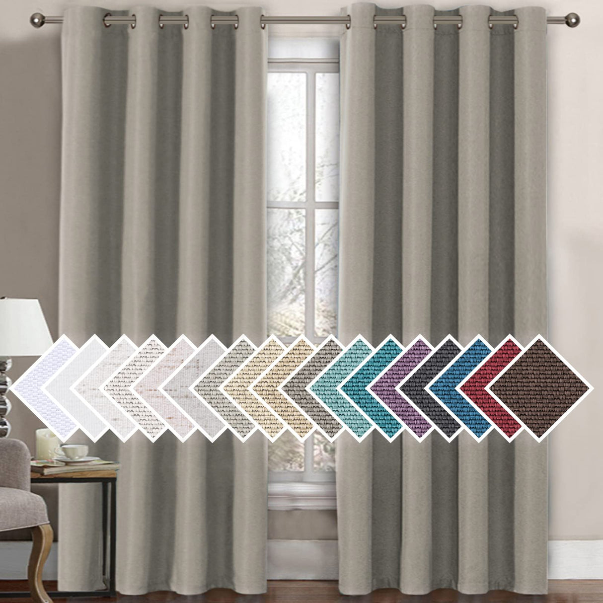 PrimeBeau Faux Linen Room Darkening Curtain , Sold by 1 Panel, Long