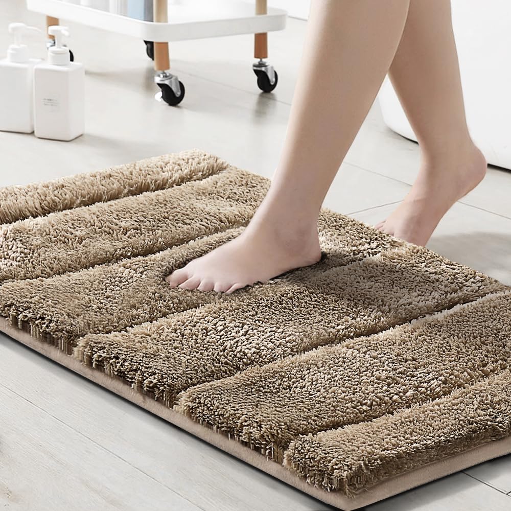 PrimeBeau Bathroom Rugs Thick Velvet Bath Mat - Super Soft, Absorbent, Non-Slip, Washable, 1 Piece