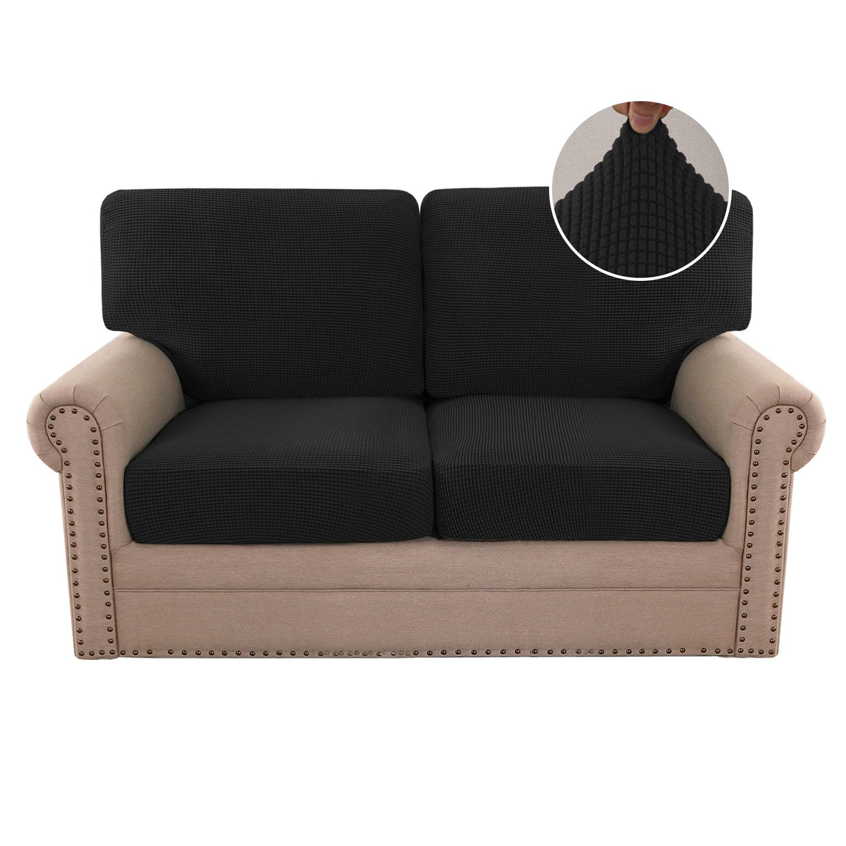 PrimeBeau 2024 New Trend Multi-Pieces Sofa Covers Stretch Couch Covers Form Fitted Seats and Back Cushions Covers (2 Seat Covers Plus 2 Back Cusion Covers, Bonus 2 Armrest Covers)