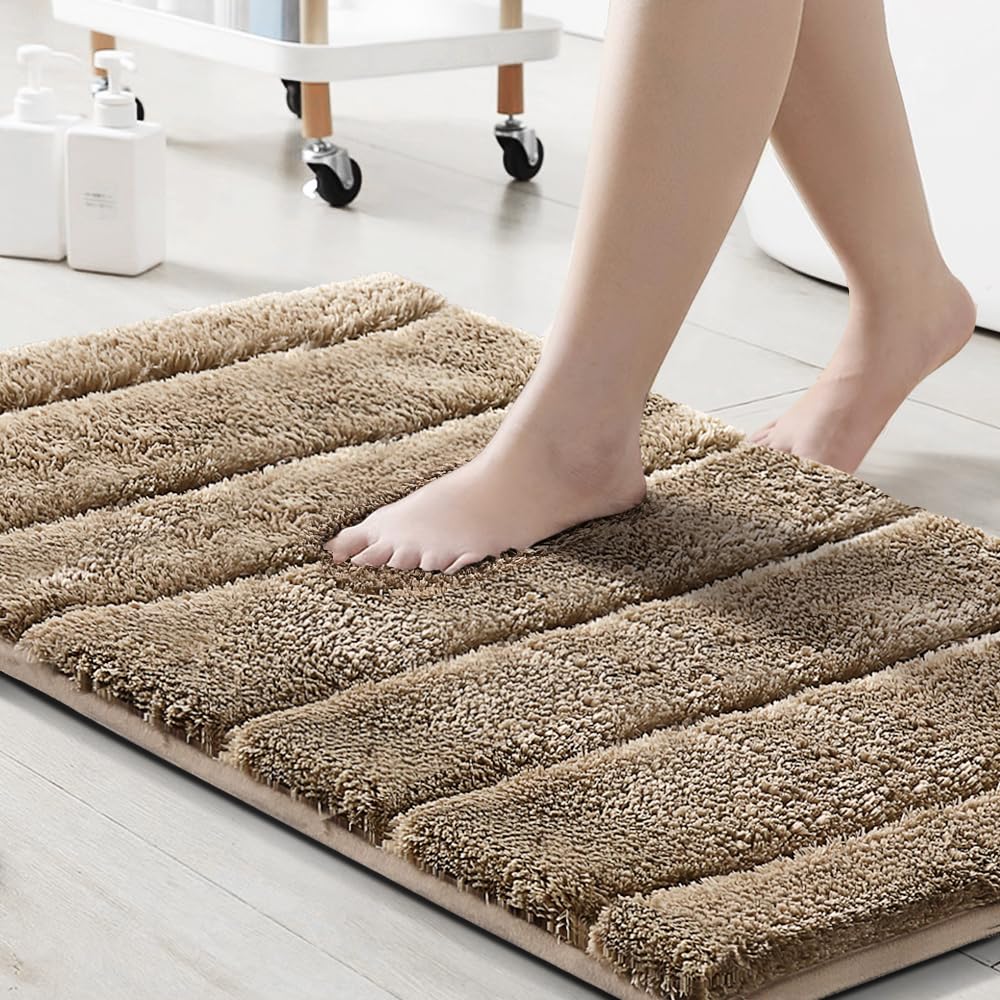 PrimeBeau Bathroom Rugs Thick Velvet Bath Mat - Super Soft, Absorbent, Non-Slip, Washable, 1 Piece