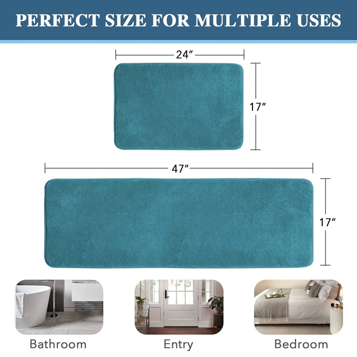 PrimeBeau Luxurious Memory Foam Bath Mat, Flannel Velvety Bath Mat Luxury Extra Soft and Absorbent Non Slip Rugs(Set of 2)