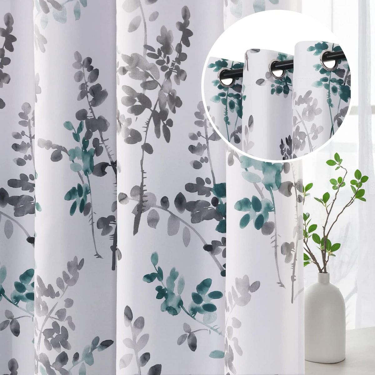 H.Versailtex 2 Panels Vintage Classical Floral Printing Room Darkening Thermal Curtains