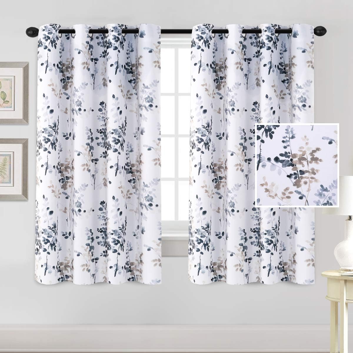 H.Versailtex 2 Panels Vintage Classical Floral Printing Room Darkening Thermal Curtains