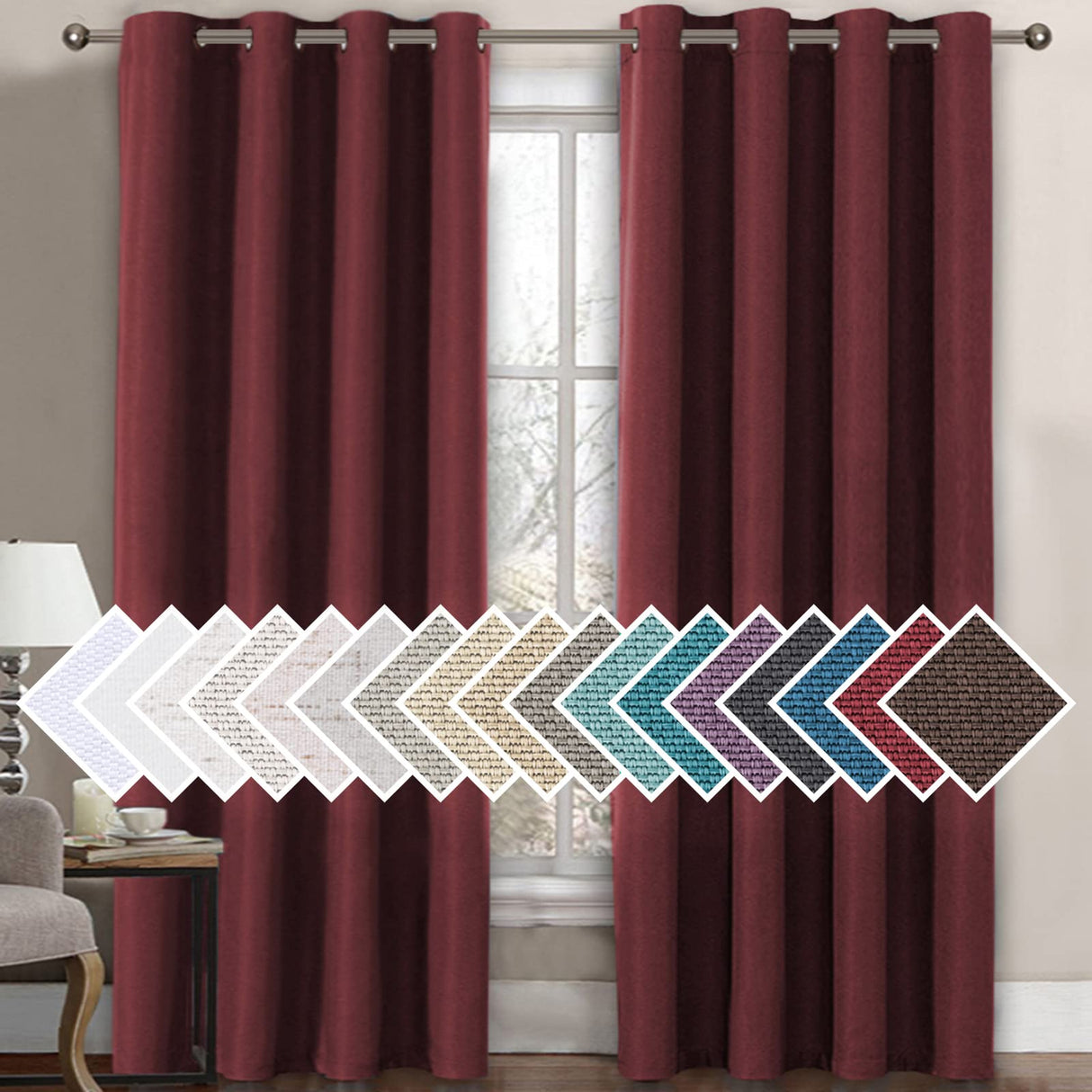 PrimeBeau Faux Linen Room Darkening Curtain , Sold by 1 Panel, Long