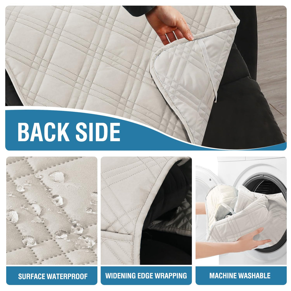 H.VERSAILTEX 100% Waterproof Recliner Slipcover 1-Piece Reversible Recliner Covers for Large Recliner with Elastic Straps Sitting Width Up to 28" (Oversized Recliner, Frenck Oak/Beige)