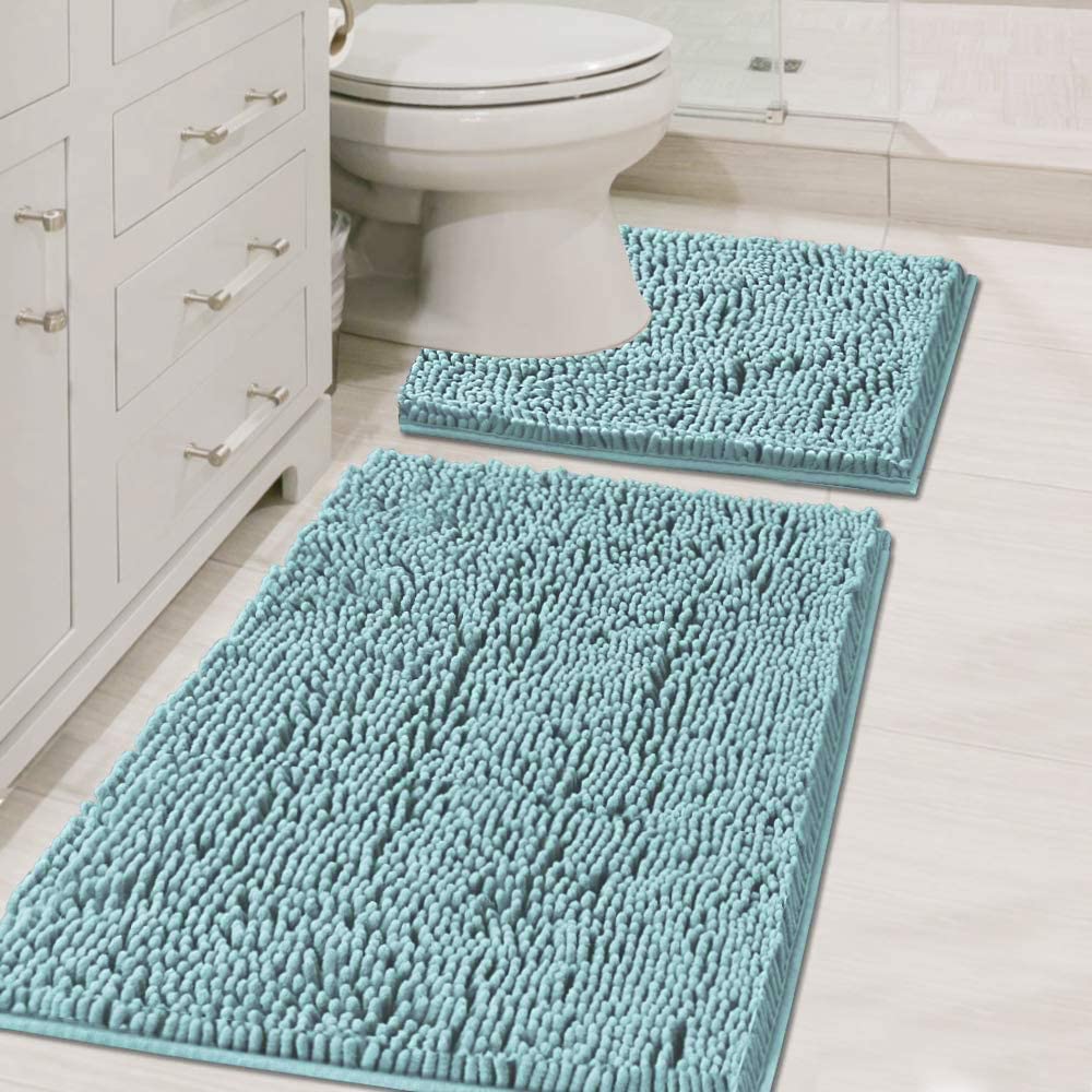 PrimeBeau Bath Mats Non Slip, Soft Shaggy Microfiber, Absorbent, Machine-Washable Rugs(2Pieces)