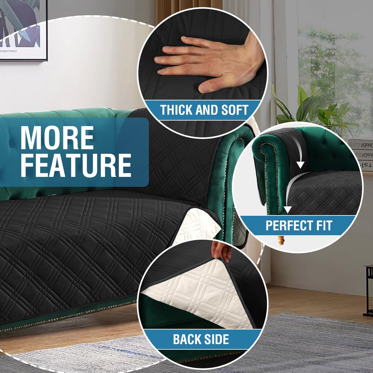 PrimeBeau 100% Waterproof Oversized Armchair Couch Covers Traditional Chesterfield Sofa Covers with Extra Long Armrest Cover Waterproof and Washable Thick Couch Cover for Dogs (1 Piece)