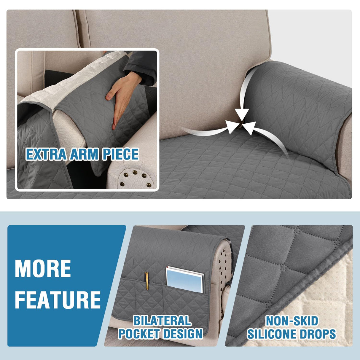 PrimeBeau 2 Piece L Shaped Couch Covers for Sectional Loveseat Couch Cover with Chaise Lounge 100% Waterproof Furniture Covers for Pets