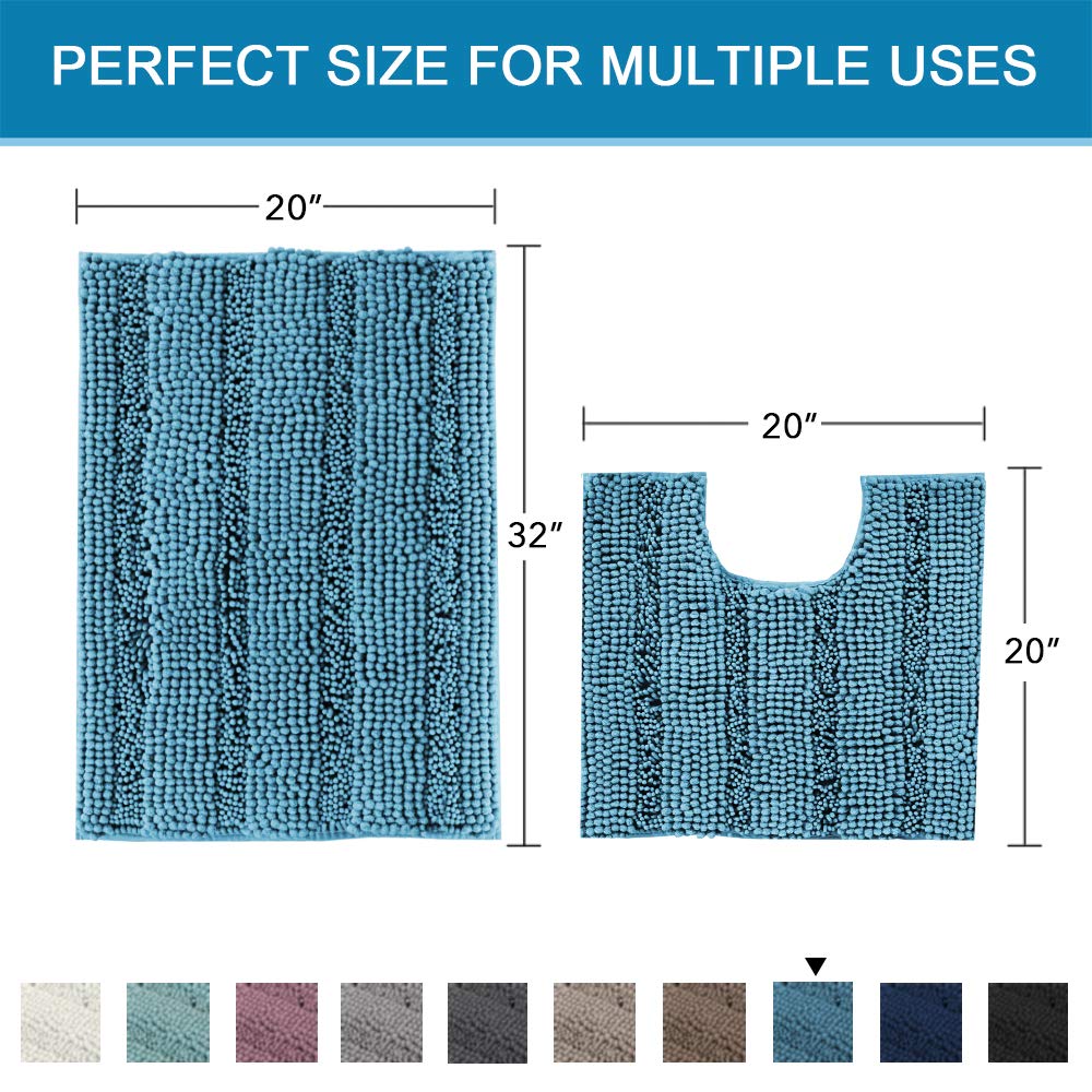 PrimeBeau U Sharp Stripe Bath Rug Contour Set