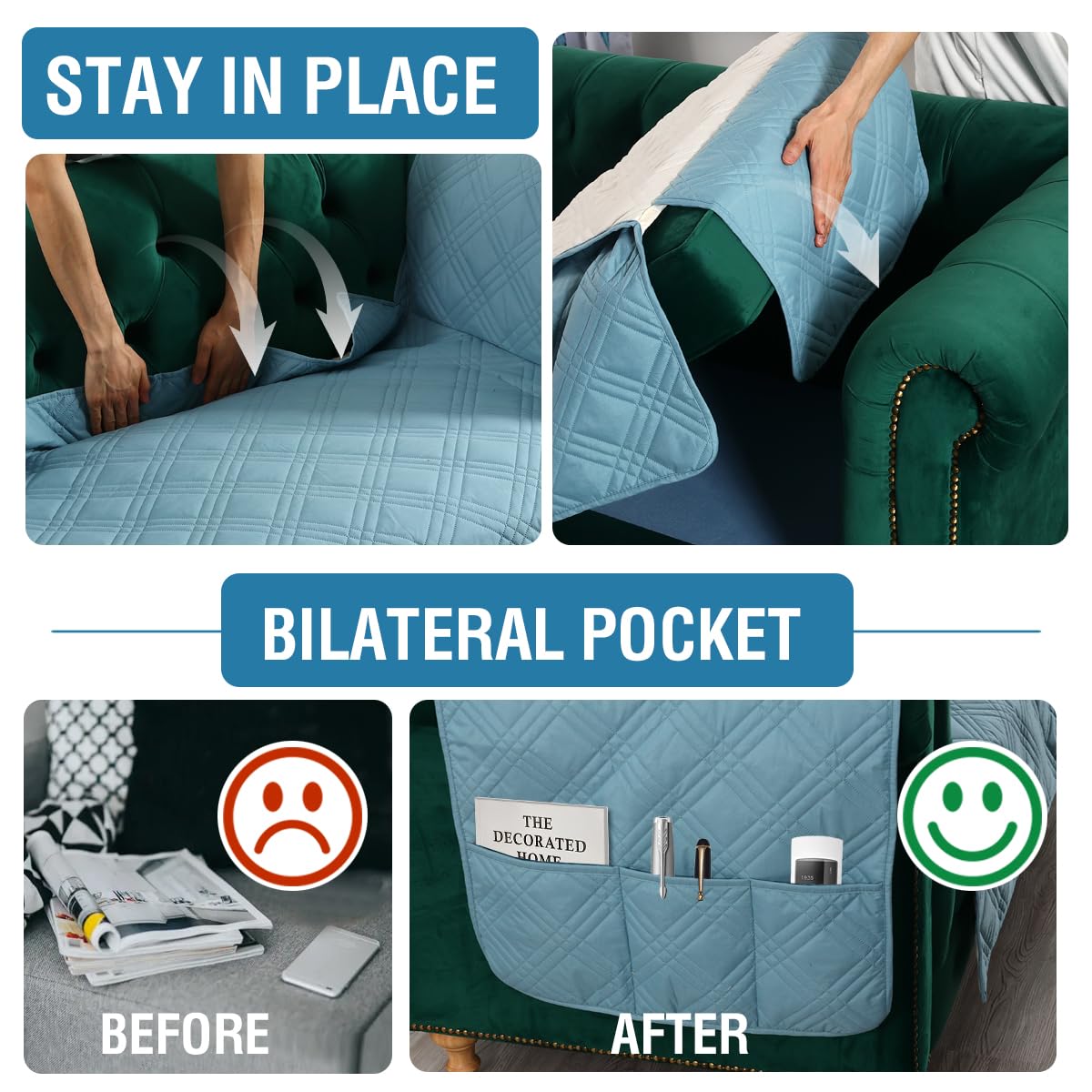 PrimeBeau 100% Waterproof Sofa & Oversize Sofa Covers Traditional Chesterfield Sofa Covers with Extra Long Armrest Cover Waterproof and Washable Thick Couch Cover for Dogs (1 Piece)