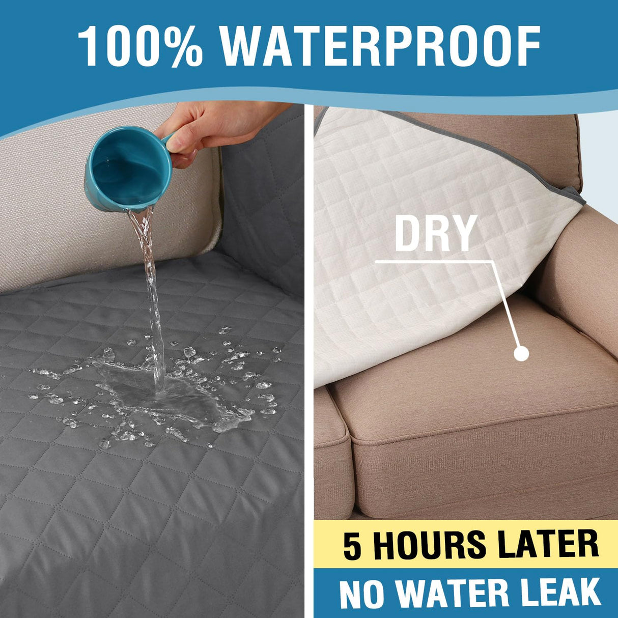 PrimeBeau 2 Piece L Shaped Couch Covers for Sectional Loveseat Couch Cover with Chaise Lounge 100% Waterproof Furniture Covers for Pets