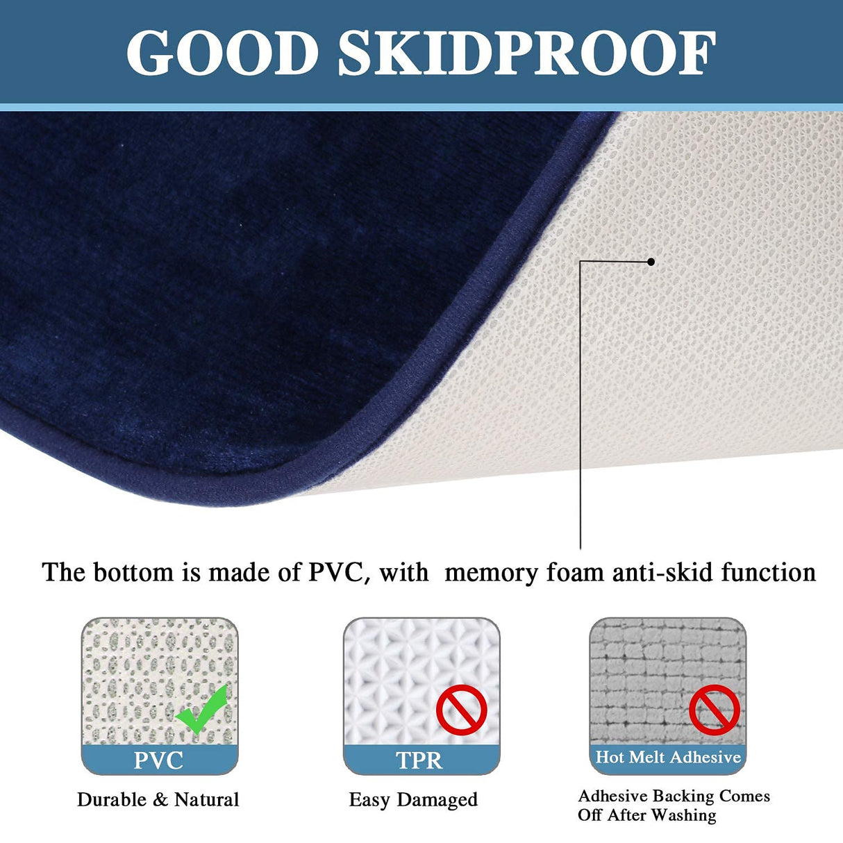 PrimeBeau Luxurious Memory Foam Bath Mat, Flannel Velvety Bath Mat Luxury Extra Soft and Absorbent Non Slip Rugs(Set of 2)