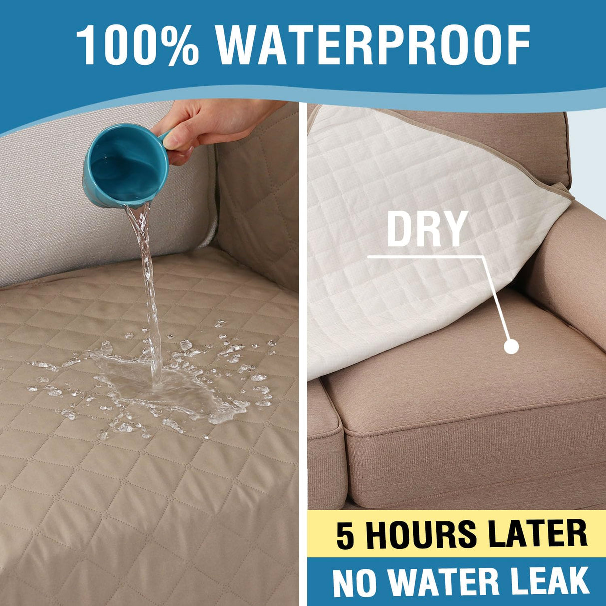 PrimeBeau 2 Piece L Shaped Couch Covers for Sectional Loveseat Couch Cover with Chaise Lounge 100% Waterproof Furniture Covers for Pets