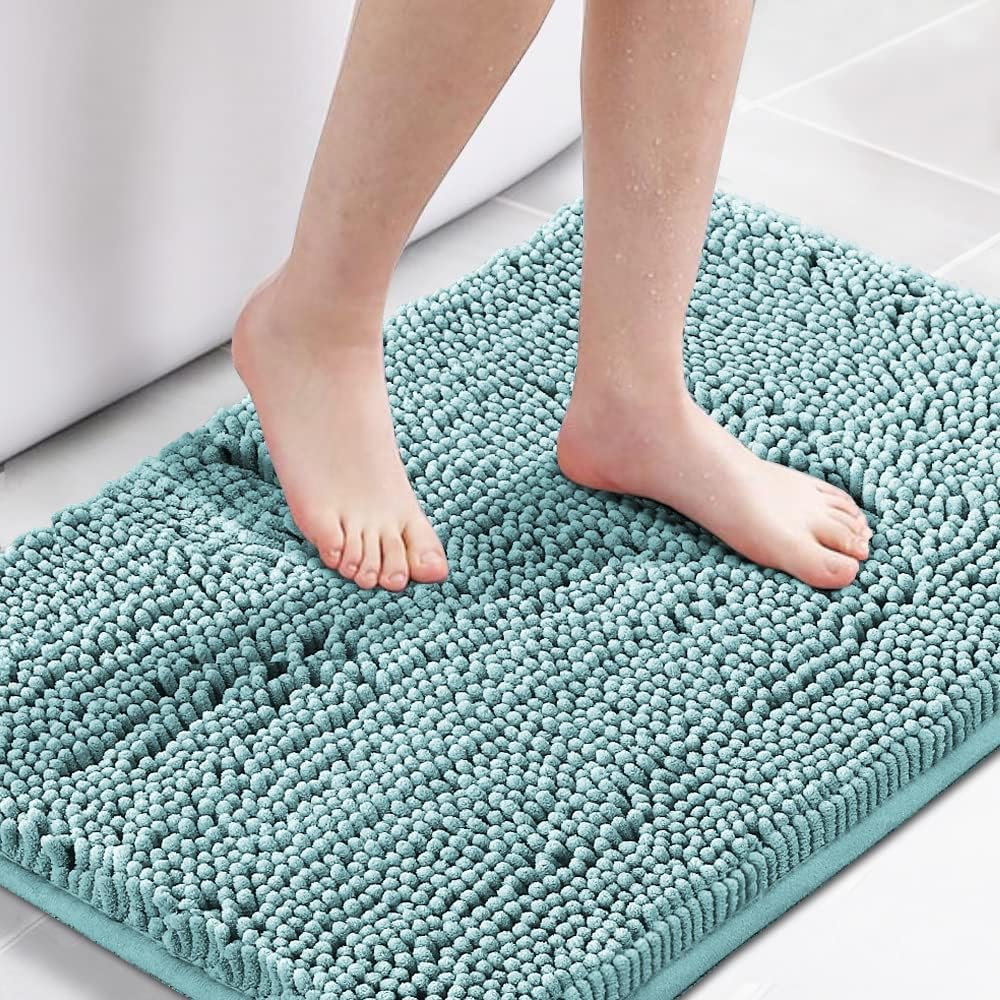 H.Versailtex 1 Piece Bath Mat Non Slip Chenille Bath Mats for Bathroom