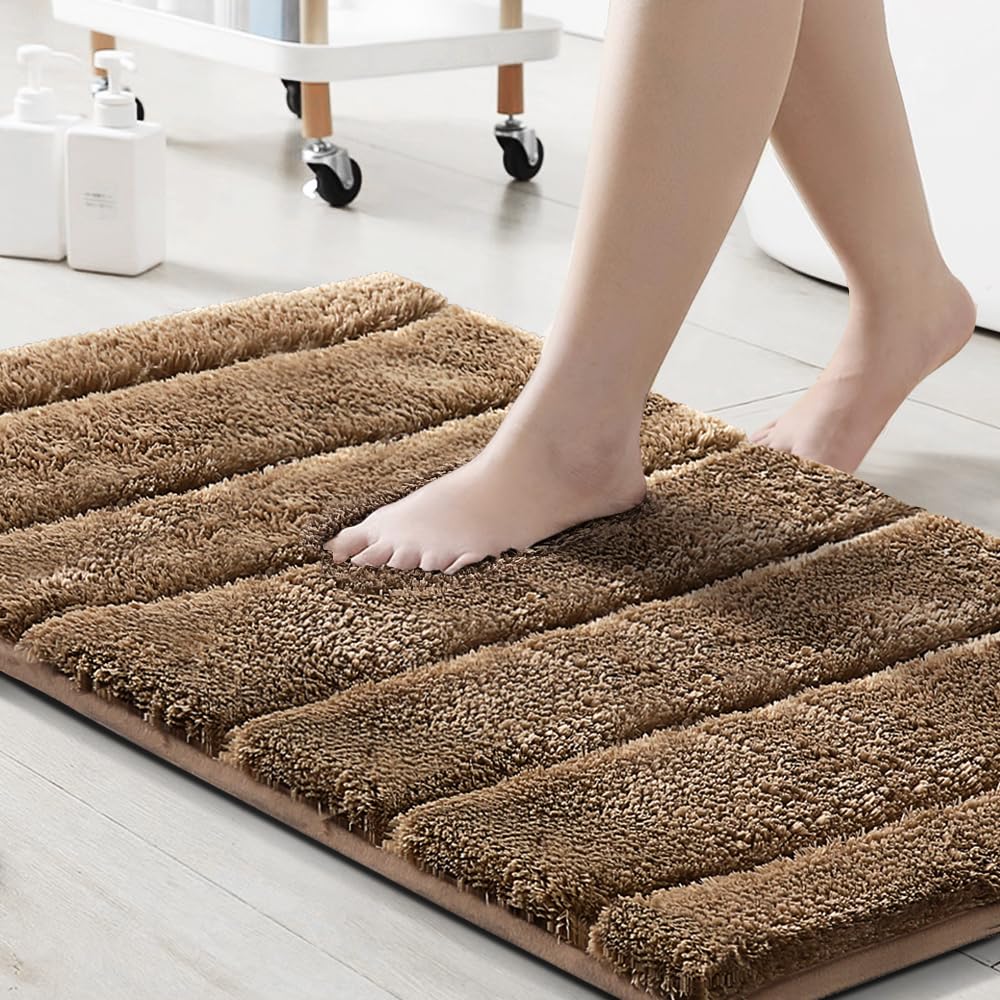 PrimeBeau Bathroom Rugs Thick Velvet Bath Mat - Super Soft, Absorbent, Non-Slip, Washable, 1 Piece