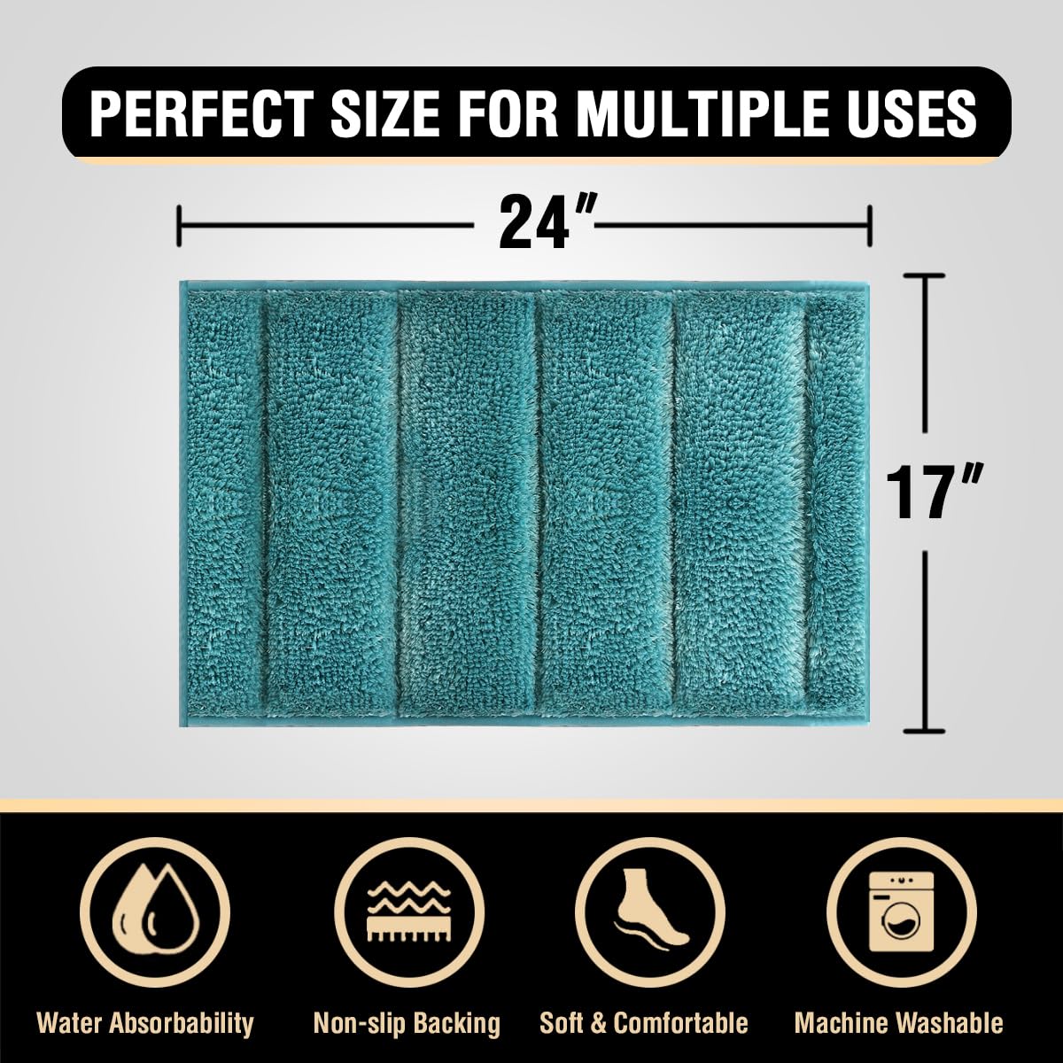 PrimeBeau Bathroom Rugs Thick Velvet Bath Mat - Super Soft, Absorbent, Non-Slip, Washable, 1 Piece