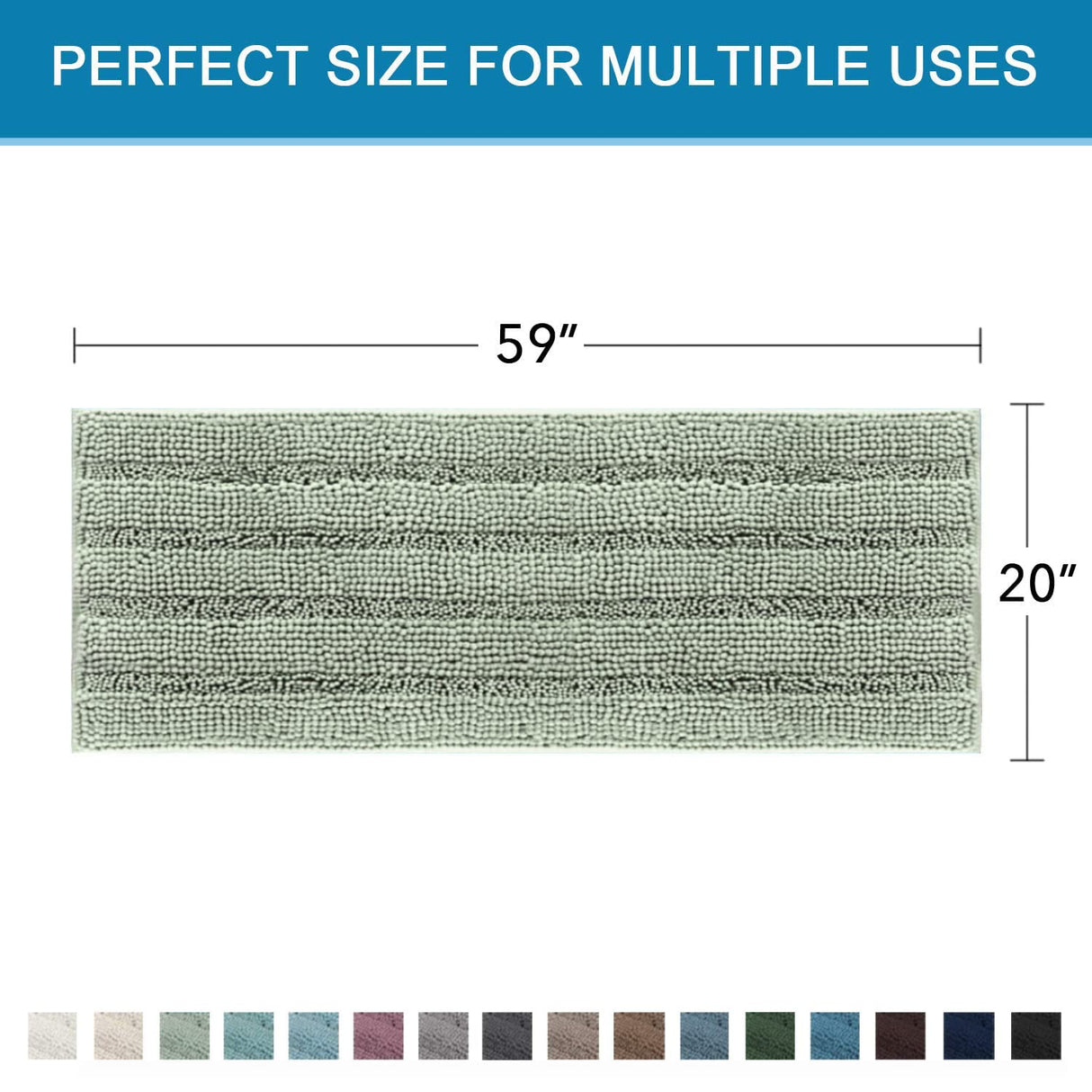 PrimeBeau Luxury Chenille Striped Bath Mats Set | Ultra Thick & Absorbent Non Slip Rugs 59“ x 20"