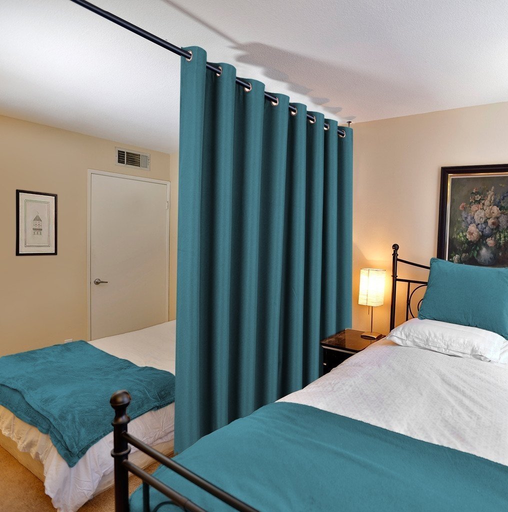 PrimeBeau Faux Linen Room Darkening/Room Dividing Curtain Draper Extra Wide & Long