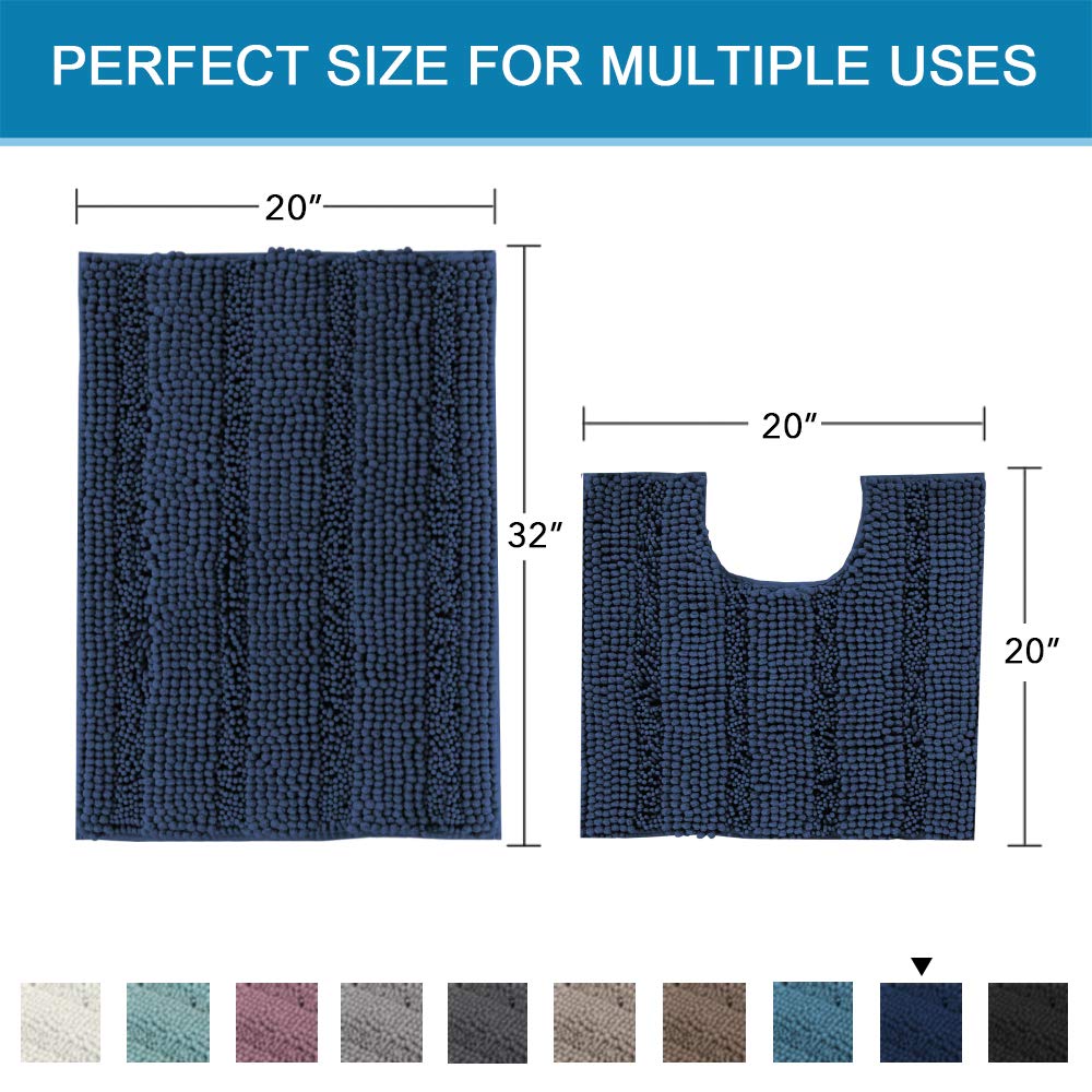 PrimeBeau U Sharp Stripe Bath Rug Contour Set