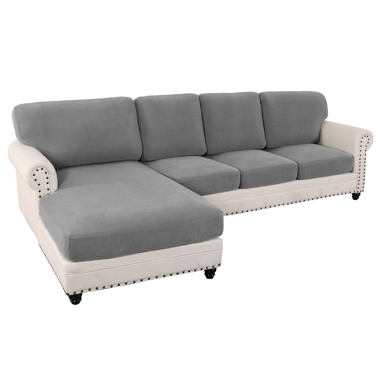 PrimeBeau 2024 New Sectional Couch Covers 8 Pieces Stretch Sofa Covers for Sectional Sofa Set Separate L Shaped Couch Cover for Both Left/Right Couch (Seat and Back: 1 Chaise for Sofa)