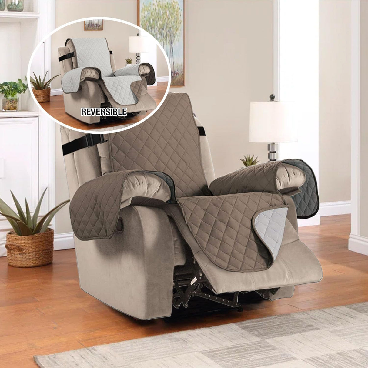 PrimeBeau Reversible Quilted Recliner & Oversize Recliner Covers - Stylish Furniture Protection & Decor Enhancement