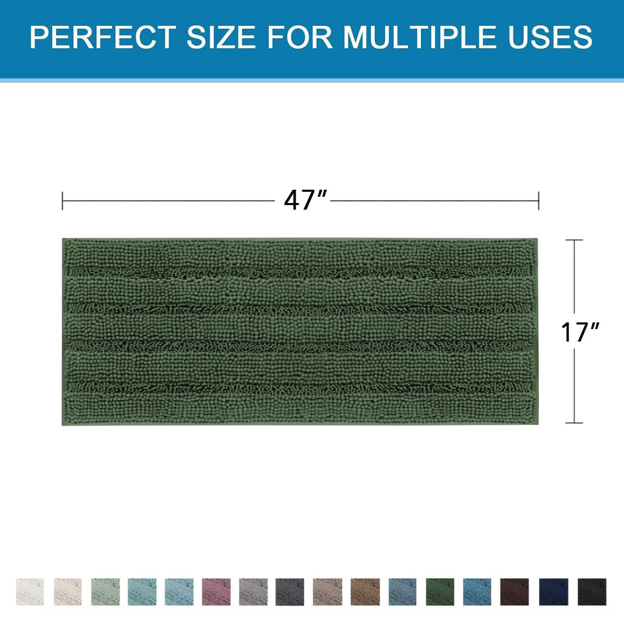 PrimeBeau Luxury Chenille Striped Bath Mats Set | Ultra Thick & Absorbent Non Slip Rugs 47“ x 17"