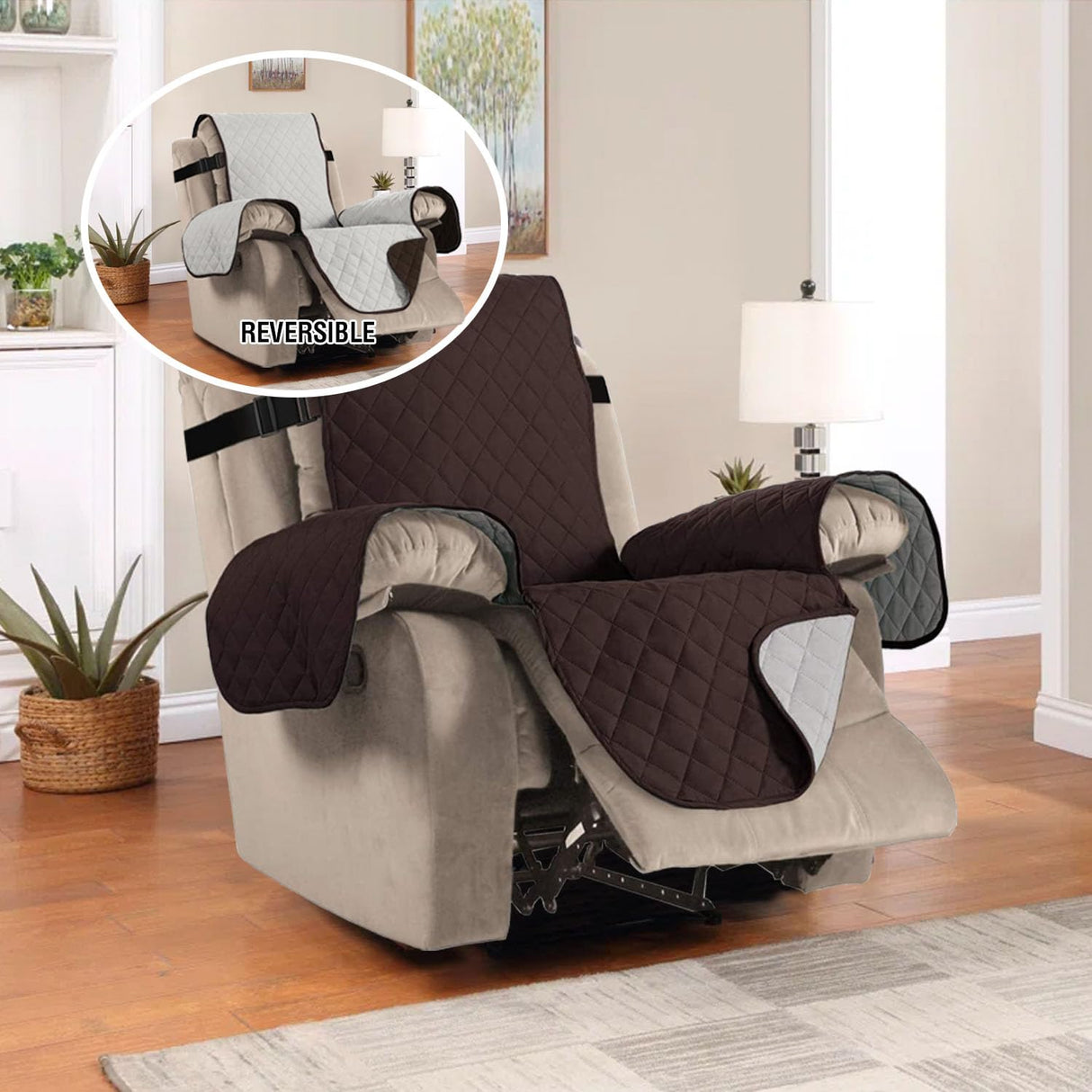 PrimeBeau Reversible Quilted Recliner & Oversize Recliner Covers - Stylish Furniture Protection & Decor Enhancement