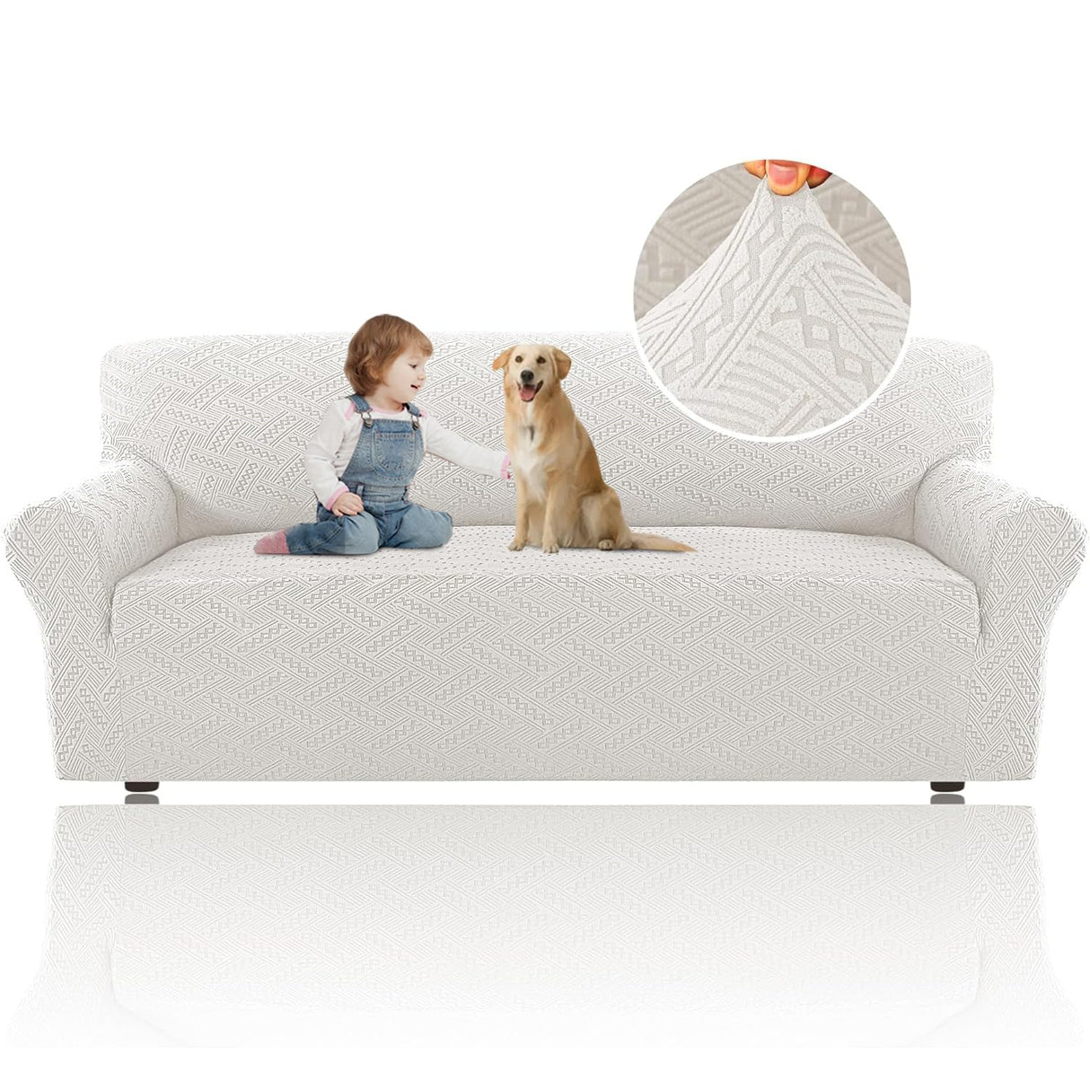 PrimeBeau Wind Bell Pattern Jacquard 1 Piece Stretch Sofa Covers Furniture Protector