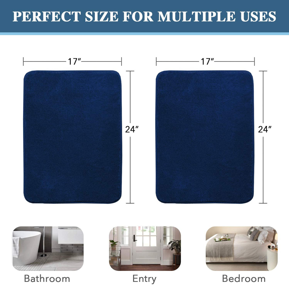 PrimeBeau Luxurious Memory Foam Bath Mat - Super Soft Microfiber Rugs, Water Absorbent, Machine Washable (1 Piece)