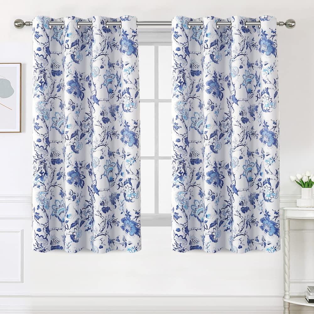 PrimeBeau Room Darkening Grommet Curtains 2 Panels Set Traditional Floral