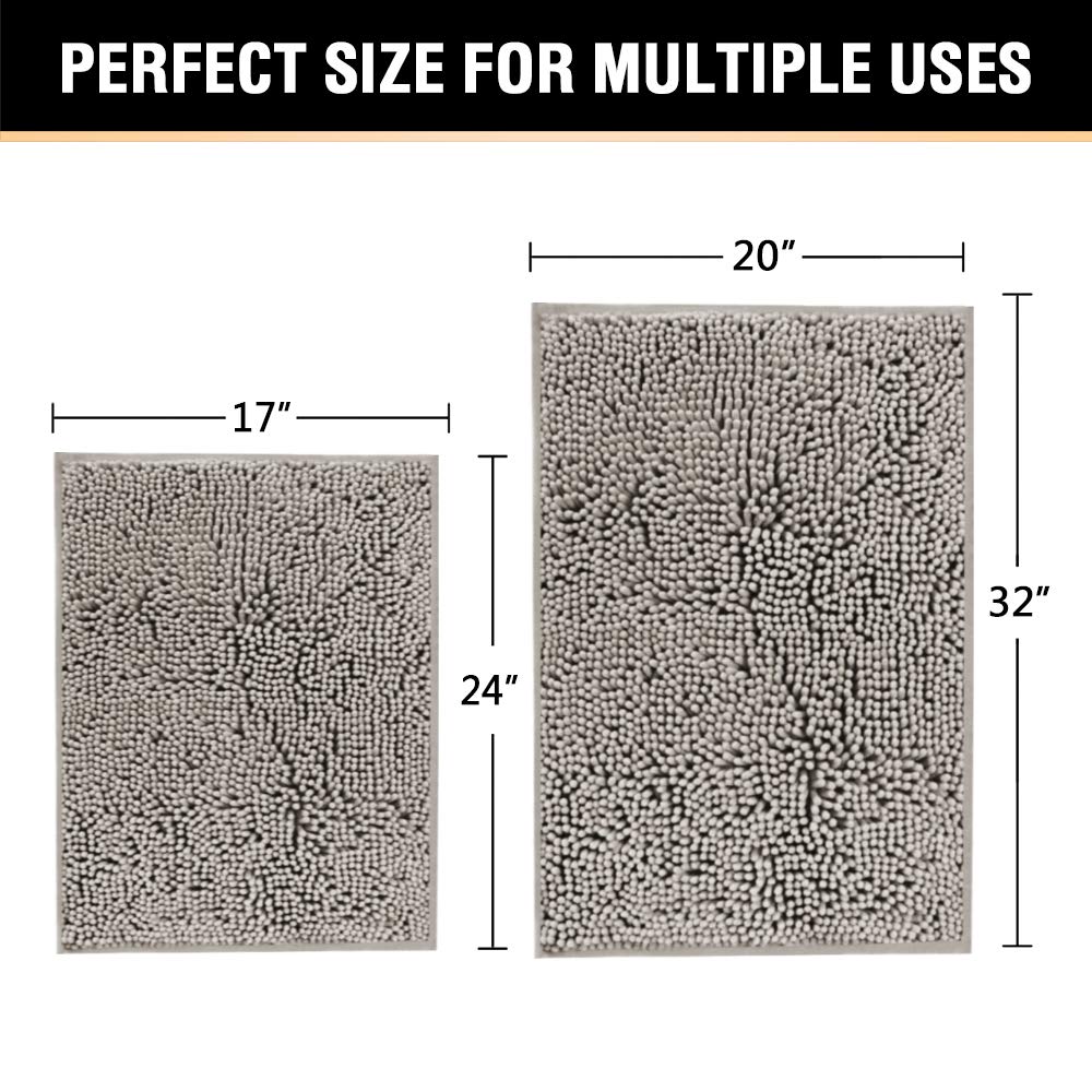 PrimeBeau Bath Mats Non Slip, Soft Shaggy Microfiber, Absorbent, Machine-Washable Rugs(2Pieces)
