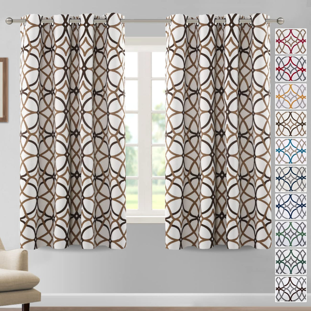 PrimeBeau GEO Pattern Blackout Curtains 2 Panels Set