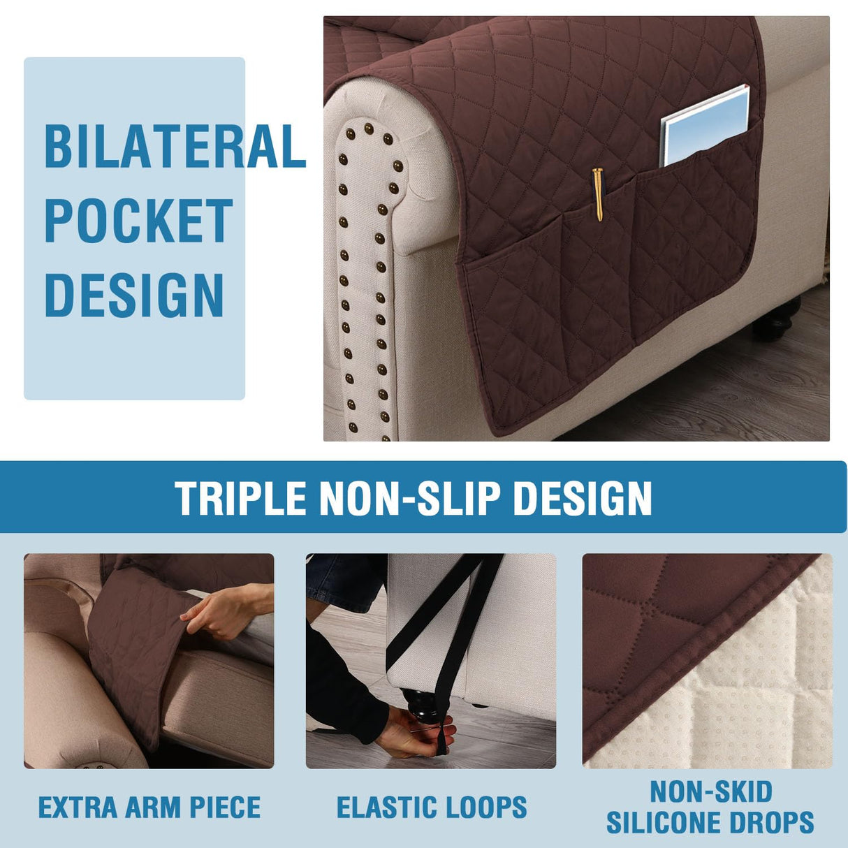 PrimeBeau 100% Waterproof Sectional Couch Covers 2-Piece Couch Cover L Shape Sofa Covers Washable for Dogs Non Slip (Loveseat)